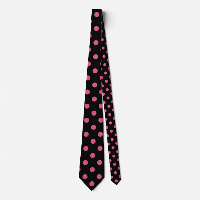 Corbata Lunares grandes - rosa oscuro en negro (Anverso)