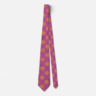 Corbata Lunares naranjas sobre estampado de cuero magenta 
