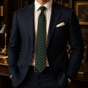 Corbata Lunares Polka Verde Bosque