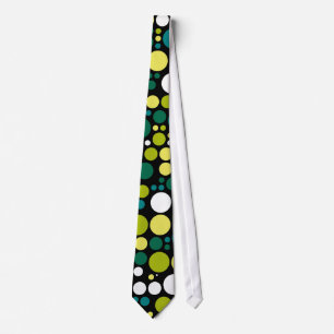 Corbata Lunares Retro Blanco Verde Azul