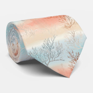 Corbata Lux Acuarela Costero Coral & Olas del Océano