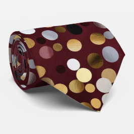 Corbata Luxe Wine Red with Gold & Silver Dot