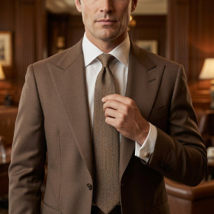 Corbata Luxury Mocha Espiga de Pescado Old Money Country
