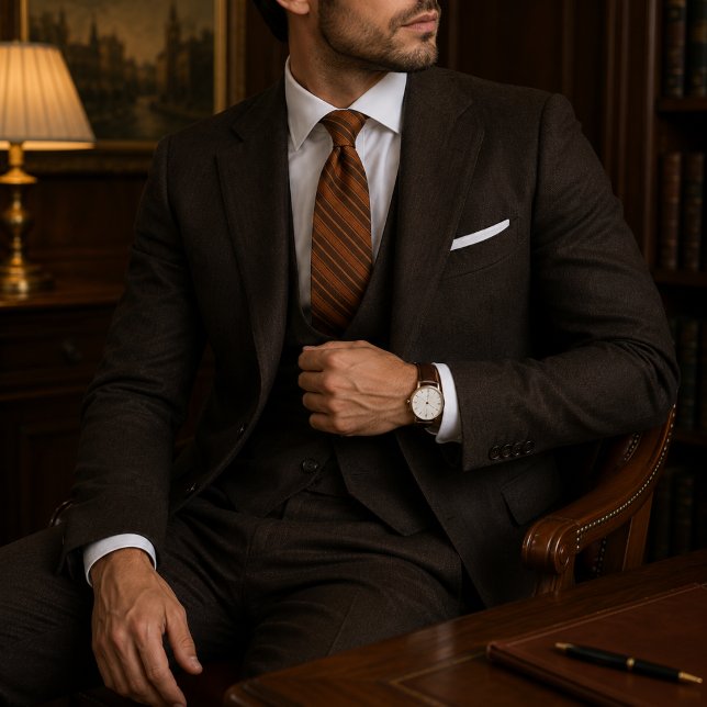 Corbata Luxury Old Money Copper Brown Regimental Stripe (Subido por el creador)
