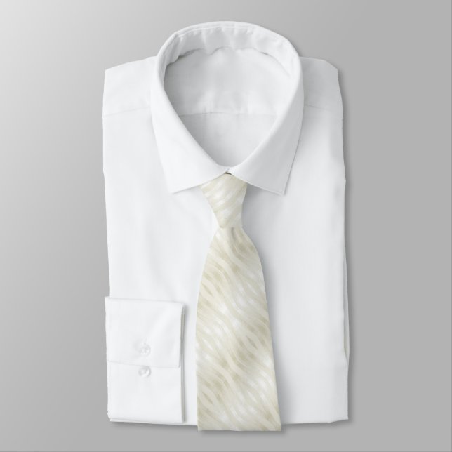 Corbata Luz noble texturizada beige y blanco (Atado)