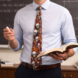 Corbata Macabre Halloween Skeleton de mediados del siglo
