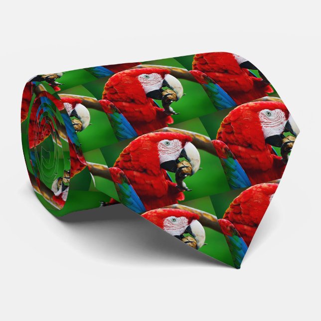 Corbata Macao rojo y verde (Enrollado)