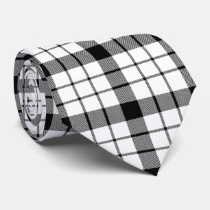 Corbata MacFarlane tartan blanco negro plaid