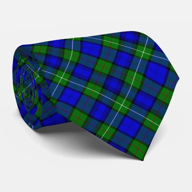Corbata MacKenzie tartan dorada verde azul (Enrollado)