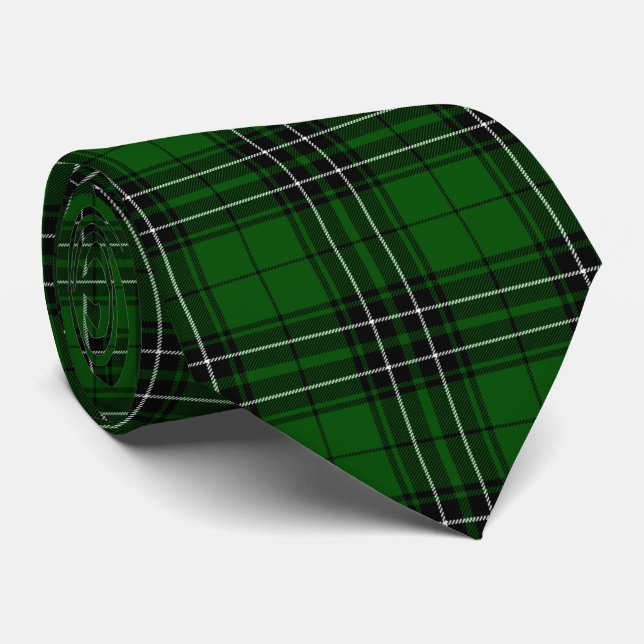 Corbata MacLean Tartan Green y Black Plaid (Enrollado)