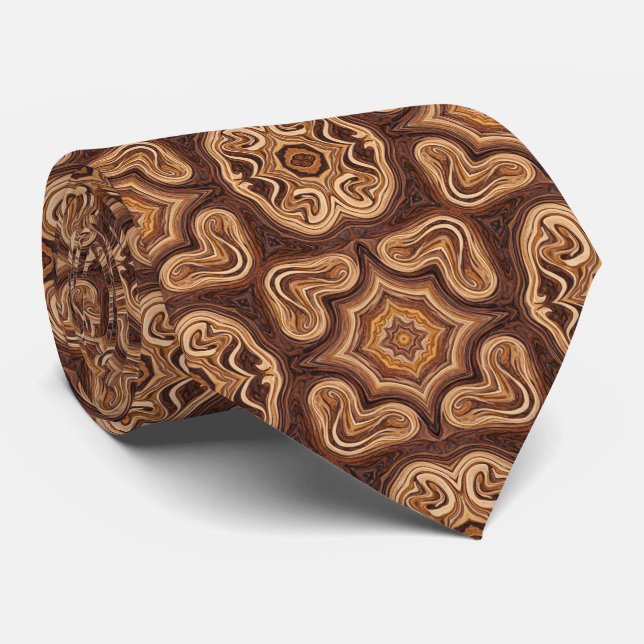 Corbata Madera abstracta de nogal marrón Anillo de árbol (Enrollado)