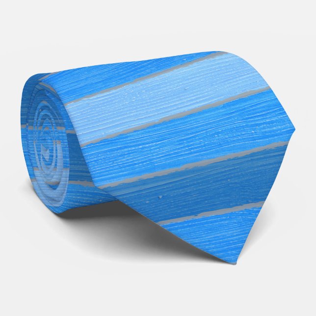 Corbata Madera pintada de azul estilo náutico (Enrollado)
