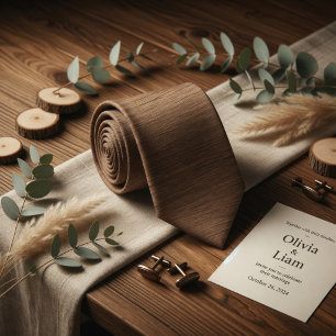 Corbata Madera Rústica Nogal Marrón Lujo