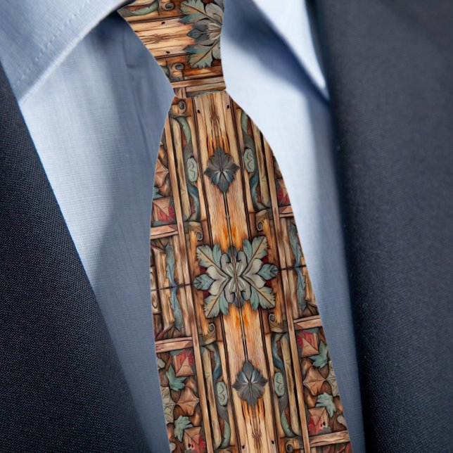 Corbata Madera Rústica Y Azul (Subido por el creador)