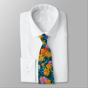 Corbata Magenta Amarillo Floral Teal Oscuro Malhumorado