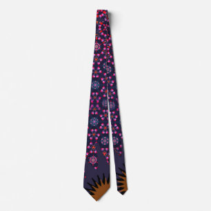 Corbata Magenta oscura geométrica de Golden Sunburst