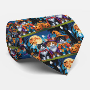 Corbata Maine Coon Cats Calabaza Halloween Gracioso
