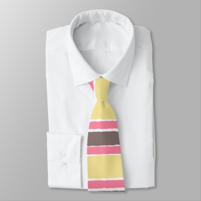 Corbata Maíz Bubblegum Amarillo Café Rosa Tiras Marrones (Atado)