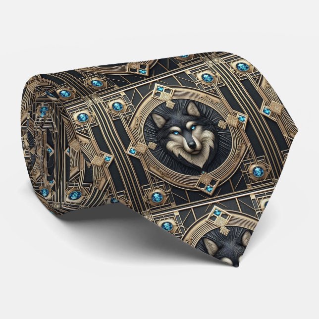 Corbata Majestuoso Lobo | Moda Masculina para Homb (Enrollado)