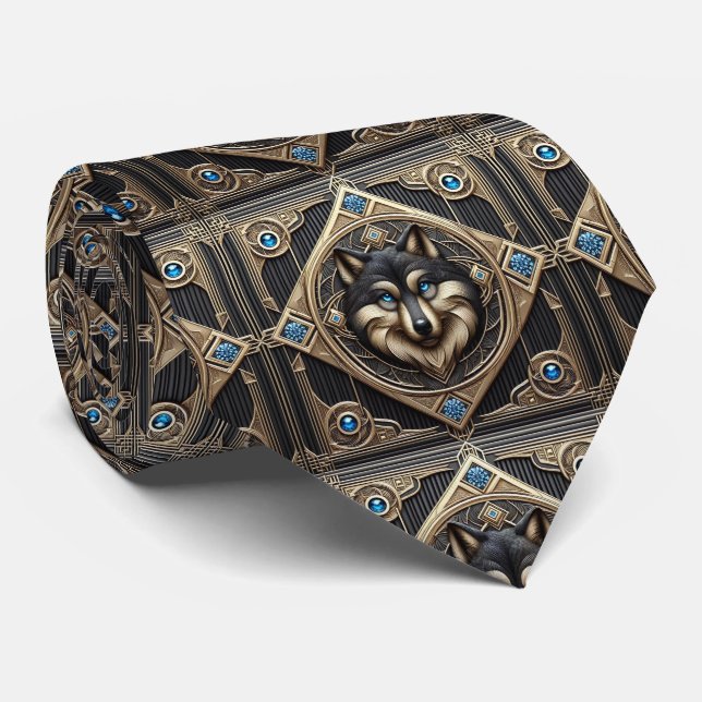 Corbata Majestuoso Lobo | Moda Masculina para Homb (Enrollado)