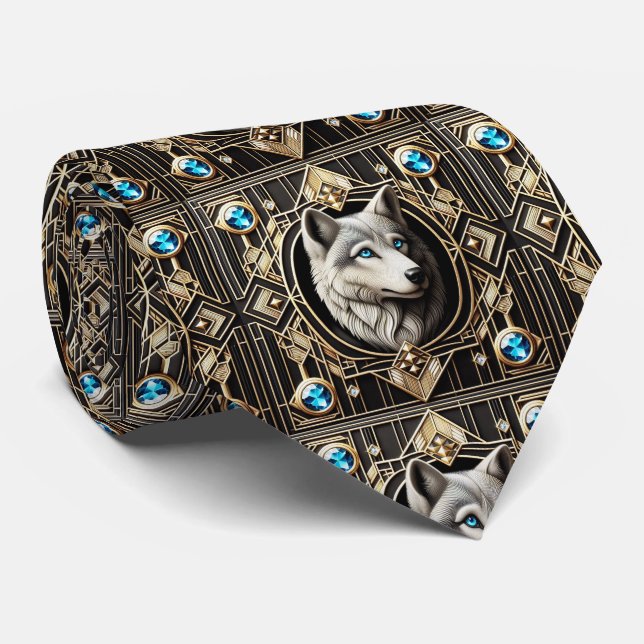 Corbata Majestuoso Lobo | Moda Masculina para Homb (Enrollado)
