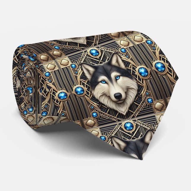 Corbata Majestuoso Lobo | Moda Masculina para Homb (Enrollado)