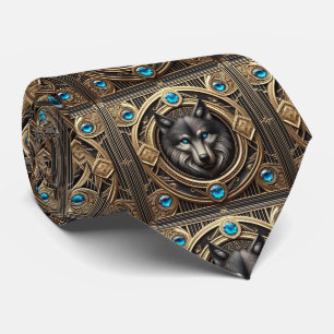 Corbata Majestuoso Lobo Moda Masculina para Homb
