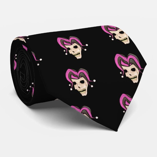 Corbata Mal Jester Skull (Rosa) (Enrollado)