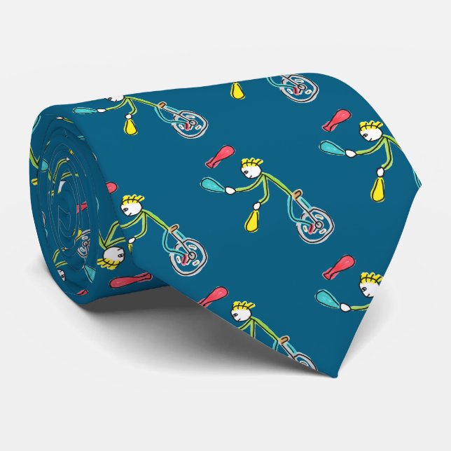 Corbata Malabarista de Stickman en monociclo (Enrollado)