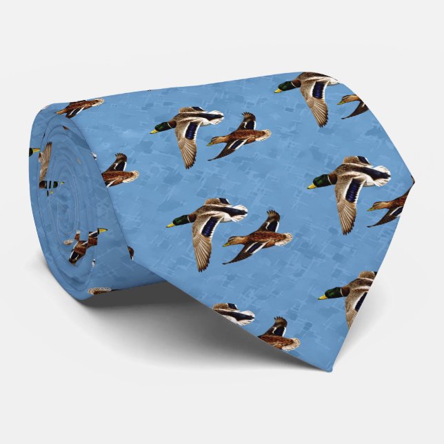 Corbata Malard Ducks Flying Sky Blue (Enrollado)
