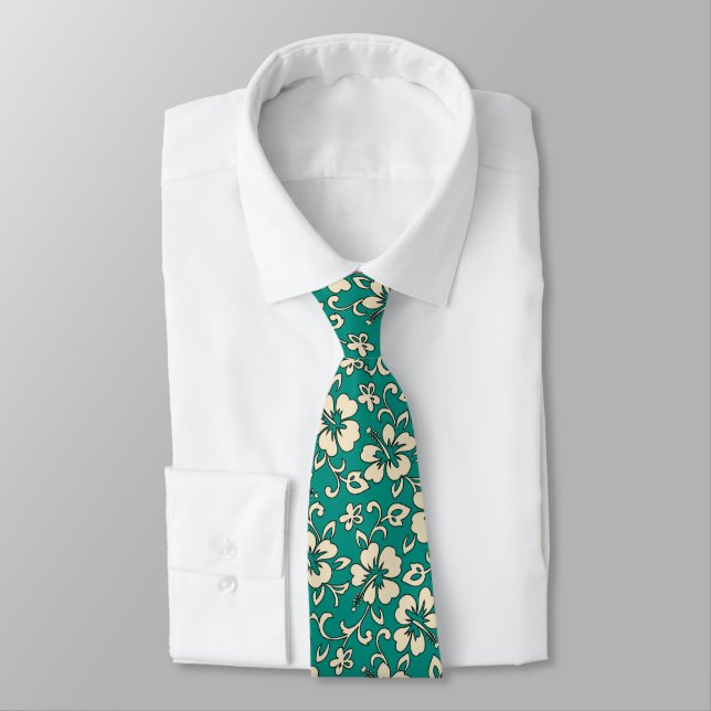 Corbata Malia Hibiscus Hawaiian Pareau Print (Atado)