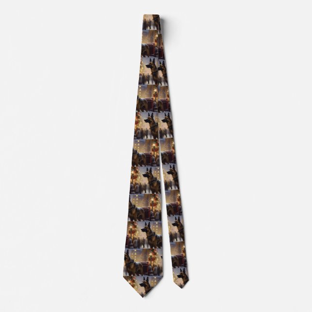Corbata Malinois Belga Temporada Navideña Festiva (Anverso)