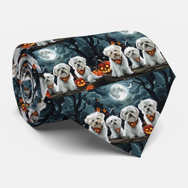 Corbata Maltés Halloween Espeluznante (Enrollado)