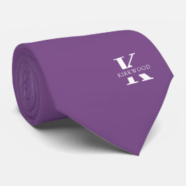 Corbata Malva | Elegante Monograma+Nombre | Doble cara