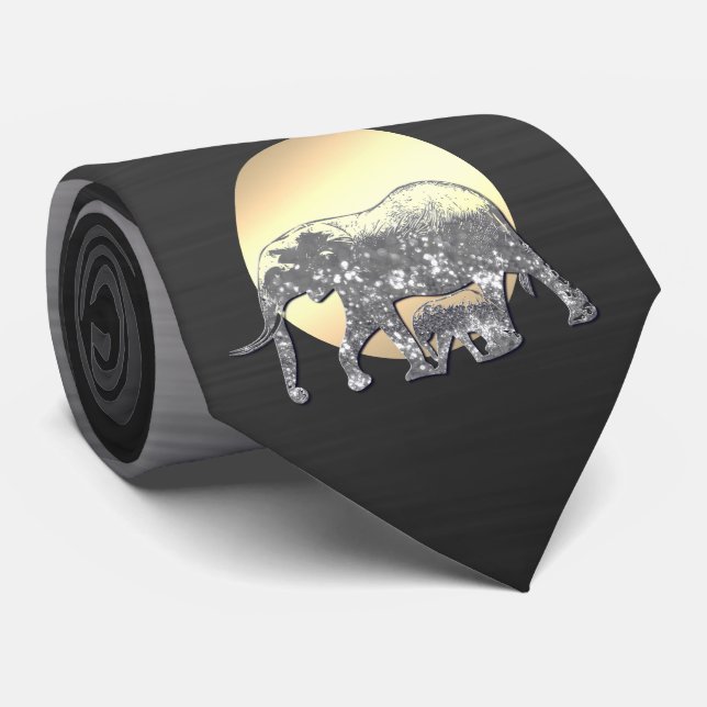 Corbata Mamá y elefante bebé al sol (Enrollado)