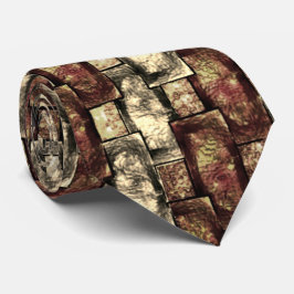 Corbata Mancha marrón y dorada, trozos rectangulares talla