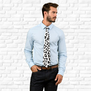 Corbata Manchas de leopardo en blanco y negro
