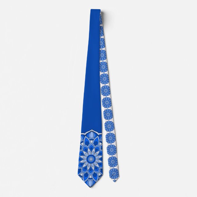 Corbata Mandala en azul (Anverso)