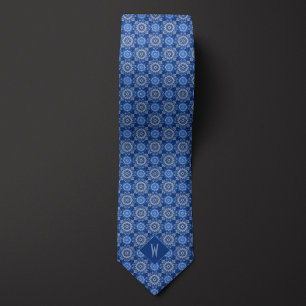 Corbata Mandalá Monograma Azul Cielo