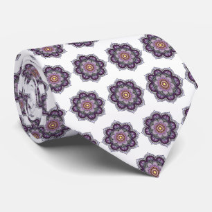 Corbata Mandala púrpura de aspecto vintage de los años 70