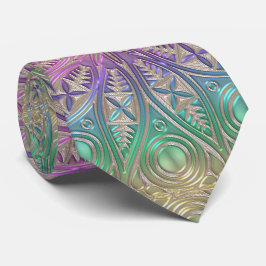 Corbata Mandala púrpura rosada iridiscente del oro verde
