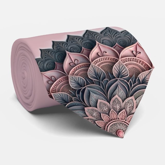 Corbata Mandala Rosa Polvorienta (Enrollado)