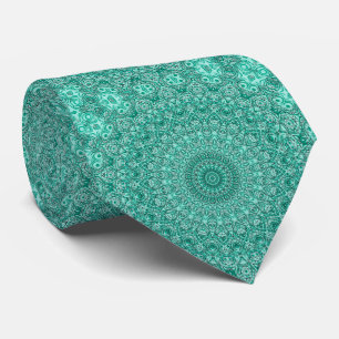 Corbata Mandalas Turquesas con Intrincada Simetría