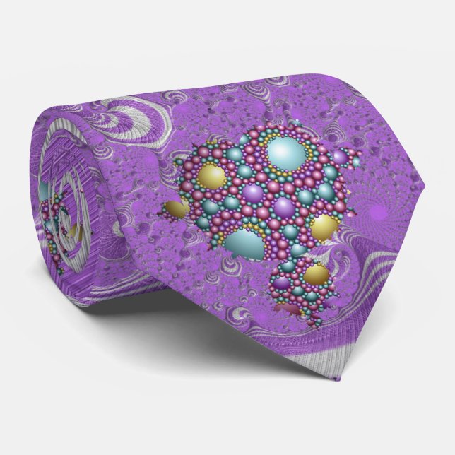 Corbata Mandelbrot Fractal Apollona Esfera Purple Gold (Enrollado)