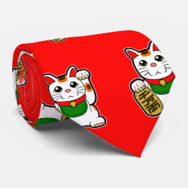 Corbata Maneki Neko: Gato afortunado japonés