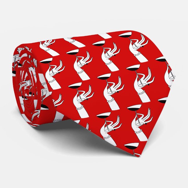 Corbata Mano de mujer Art Deco sosteniendo copa de champán (Enrollado)