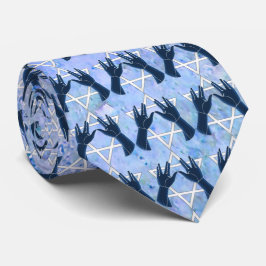 Corbata Manos Cohanim - Magen David - Rock Azul