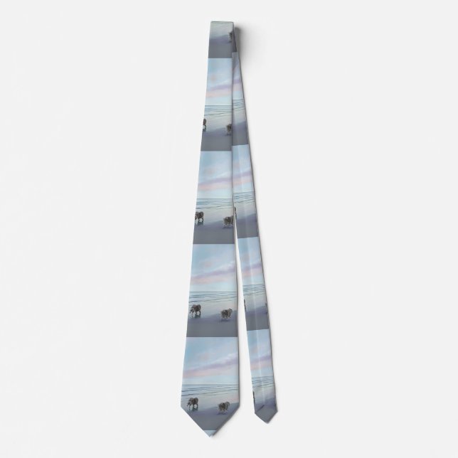 Corbata Manos en la pintura de perro en la costa (Anverso)