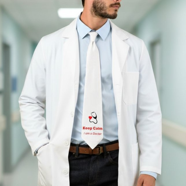 Corbata Mantén la calma - Soy un médico - divertido (Subido por el creador)
