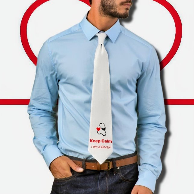 Corbata Mantener la calma - Soy un Médica - divertido (Subido por el creador)